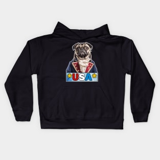 Patriotic Pug IV Kids Hoodie